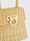 raffia handbag with top handle and gancini metal clasp