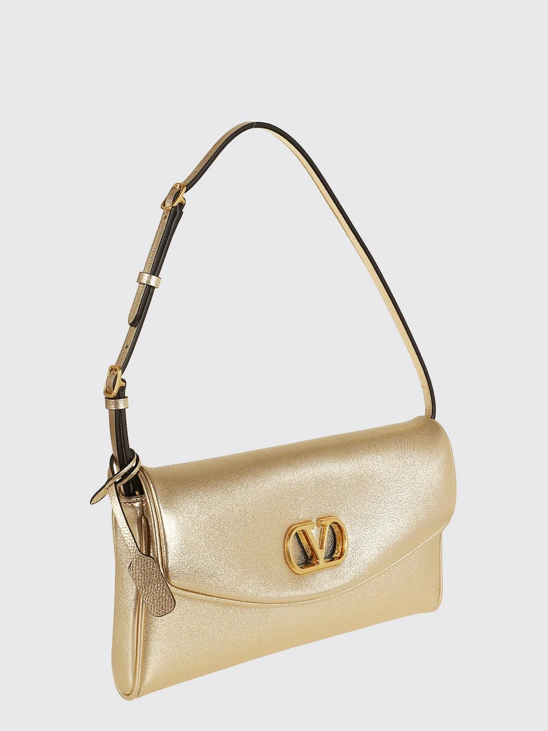 devain laminated nappa shoulder bag with vlogo signature