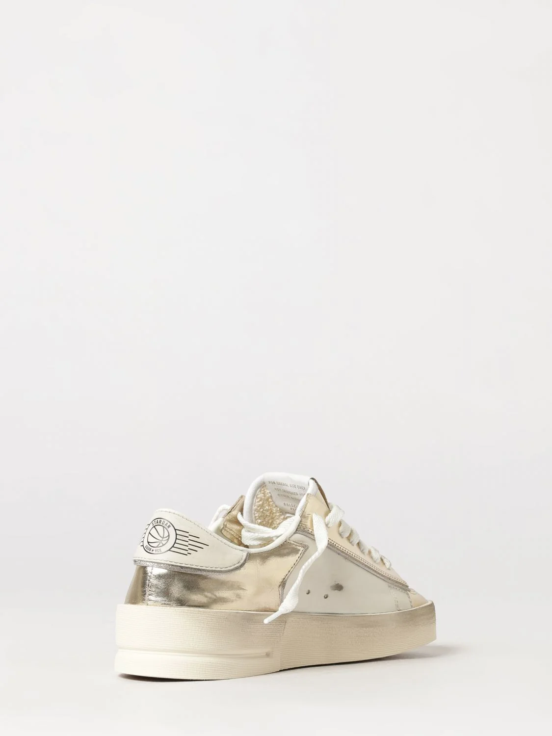 stardan bicolour leather low-top sneakers with distressed finish