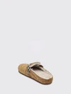 urchin shearling mules with vintage check pattern and strap