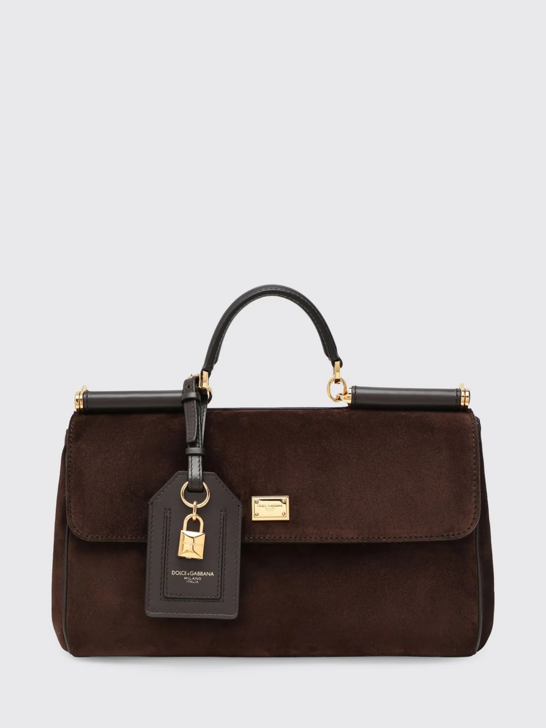 DOLCE amp; GABBANA OS my sicily handbag in suede calfskin with padlock