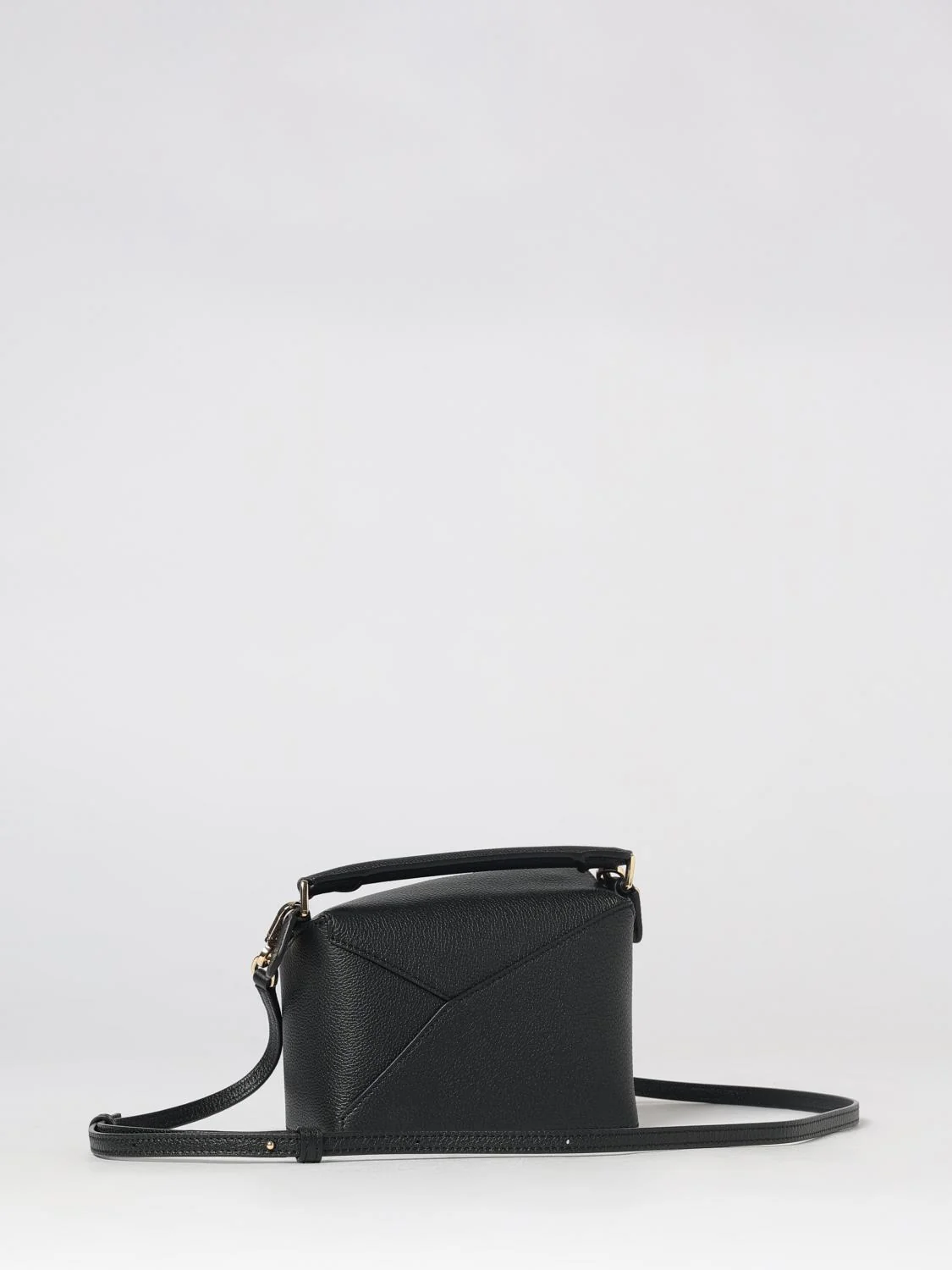 puzzle mini handbag in grained calfskin with shoulder strap
