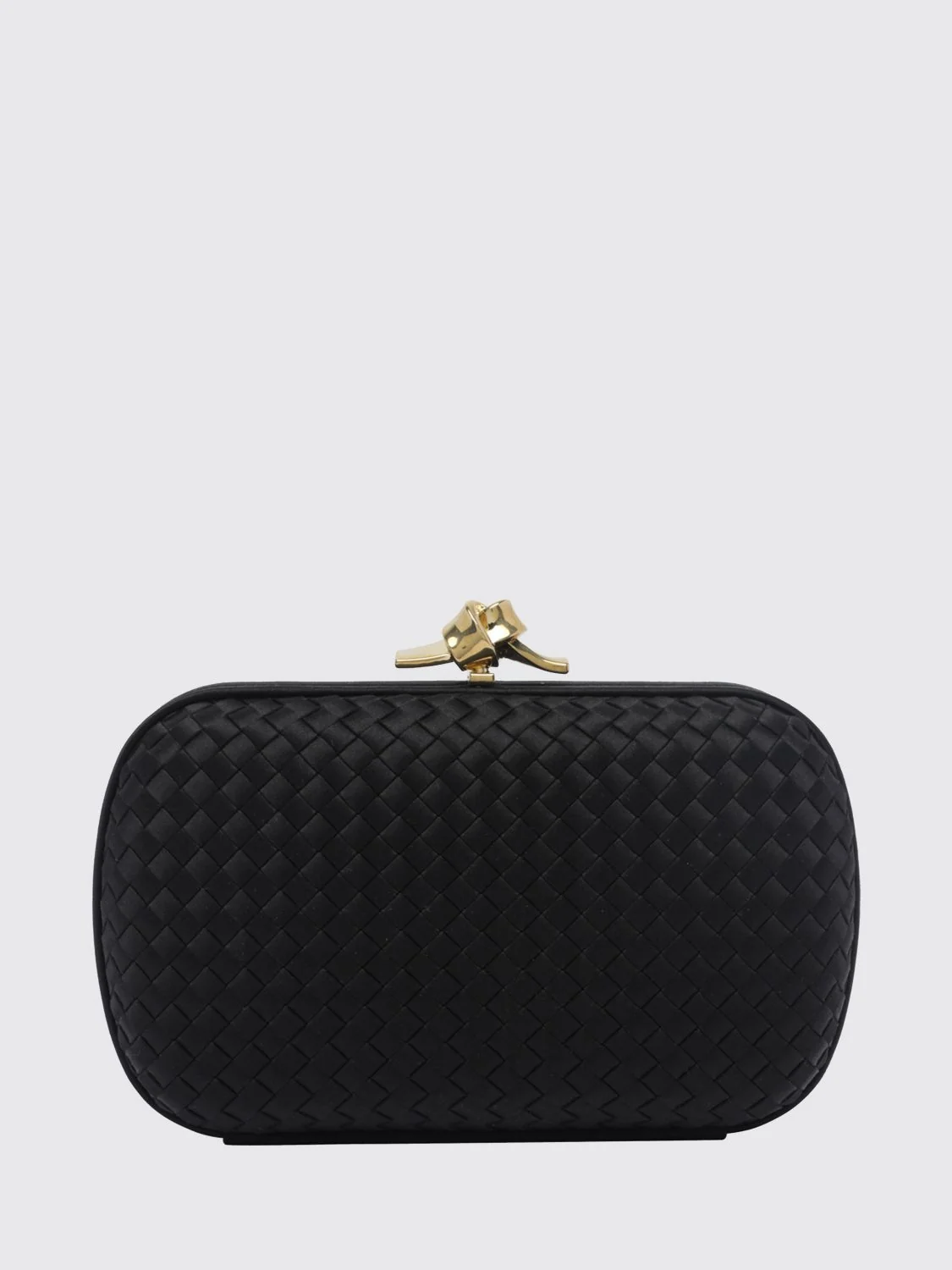 knot intrecciato silk satin clutch with knot closure