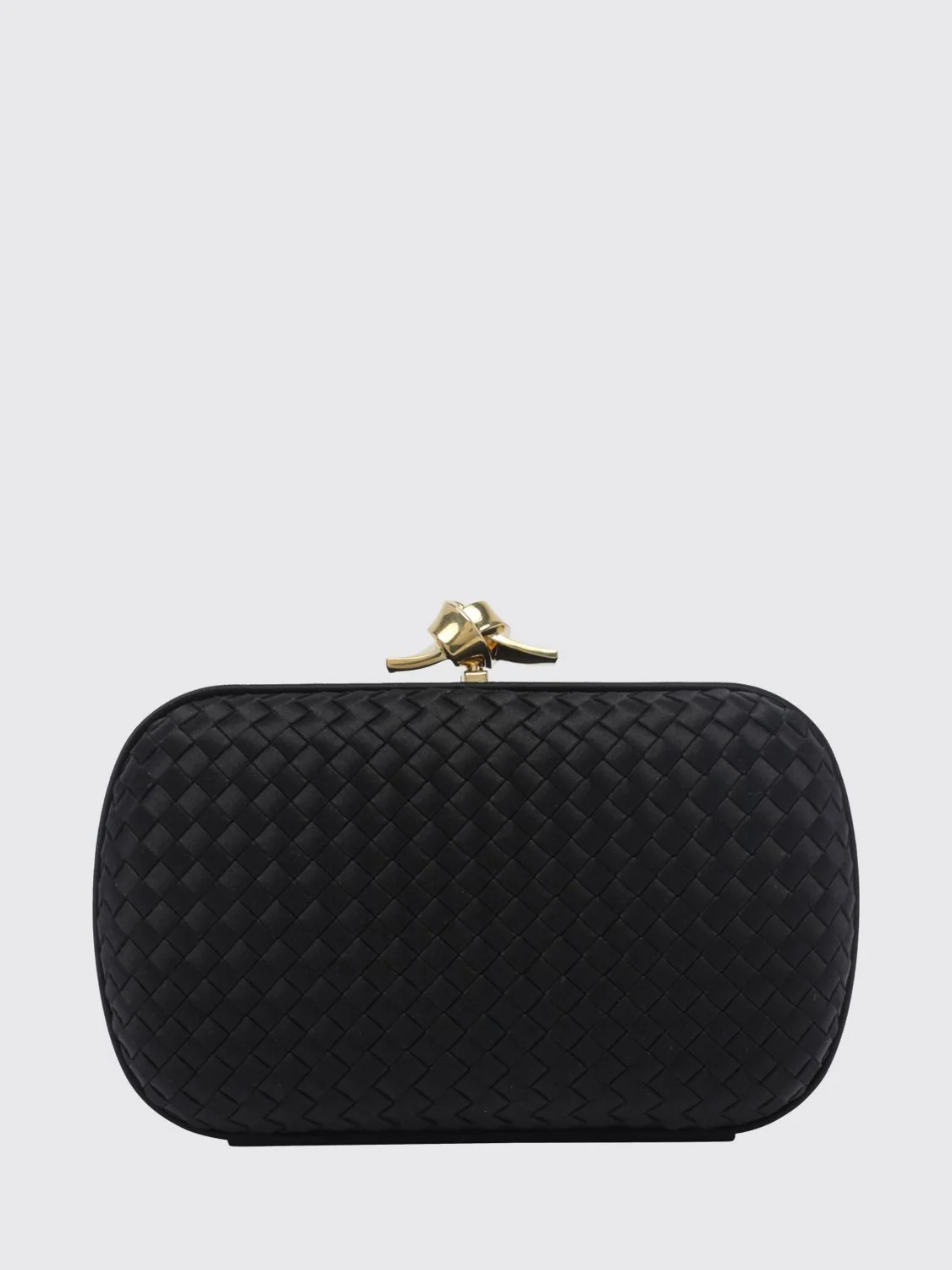 BOTTEGA VENETA OS knot intrecciato silk satin clutch with knot closure
