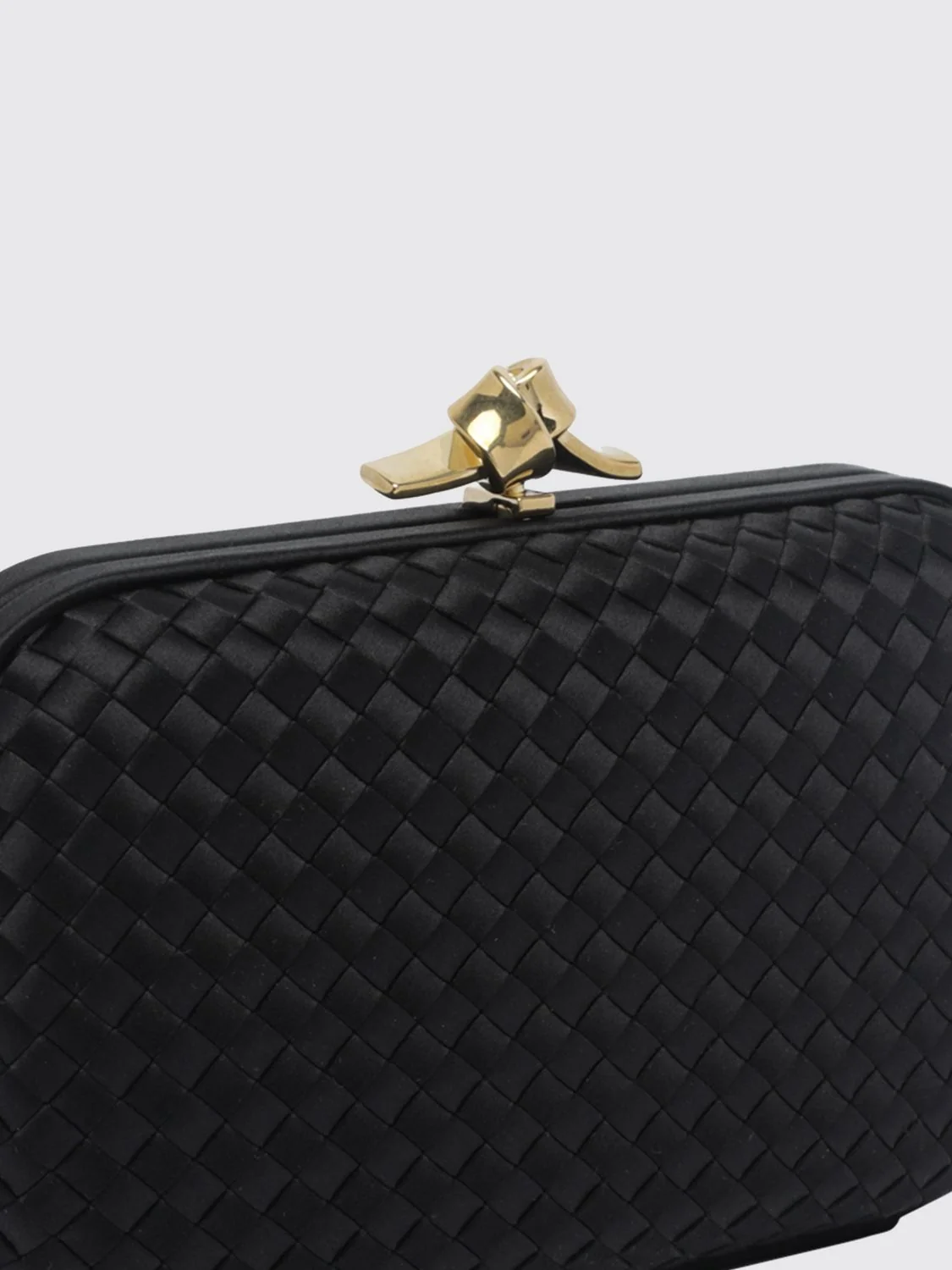knot intrecciato silk satin clutch with knot closure