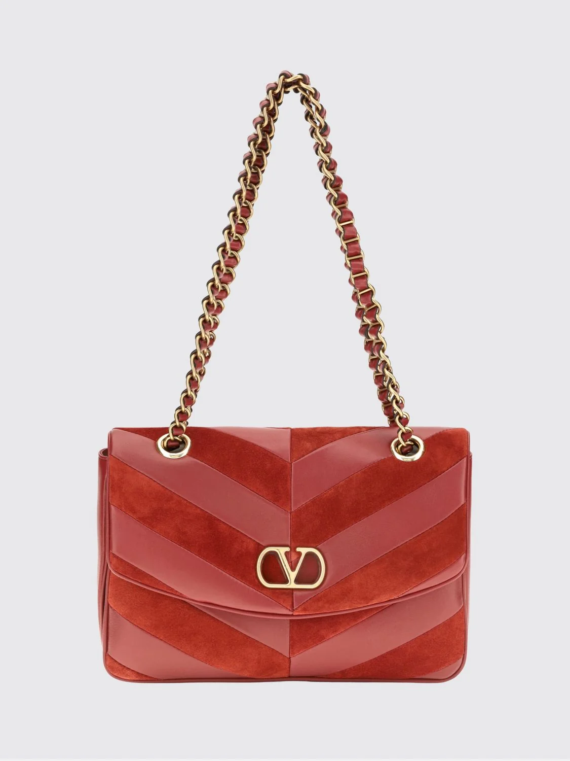 djuna chevron nappa shoulder bag with vlogo signature