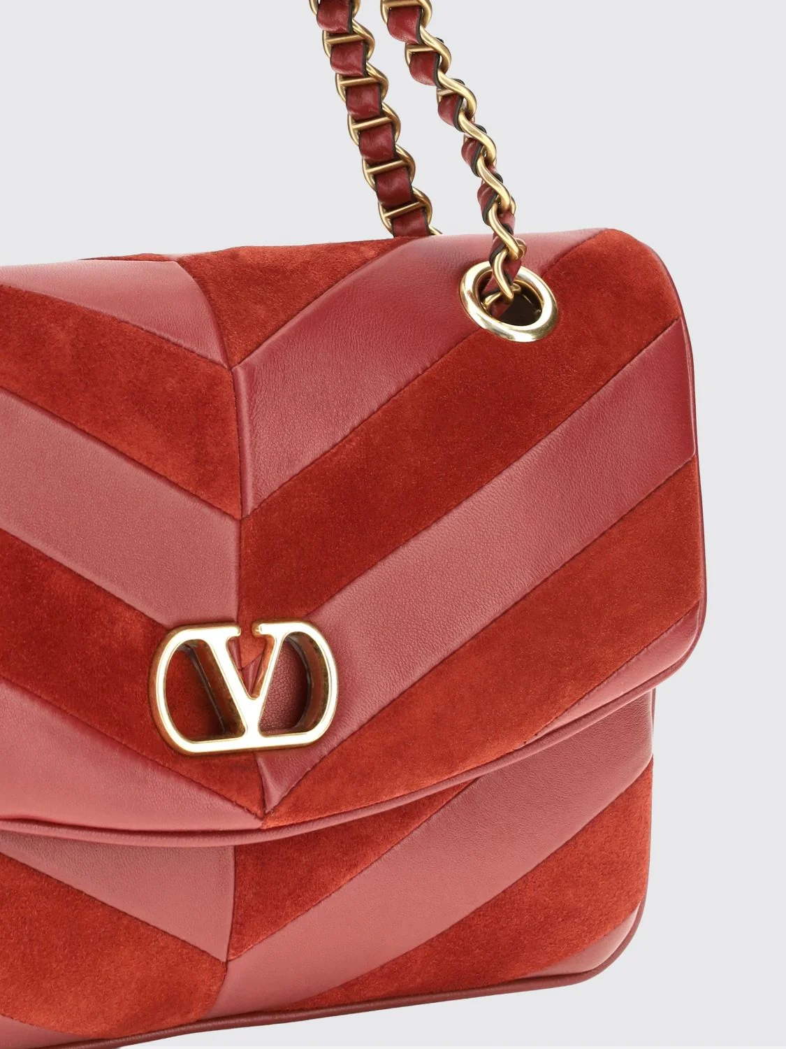 djuna chevron nappa shoulder bag with vlogo signature