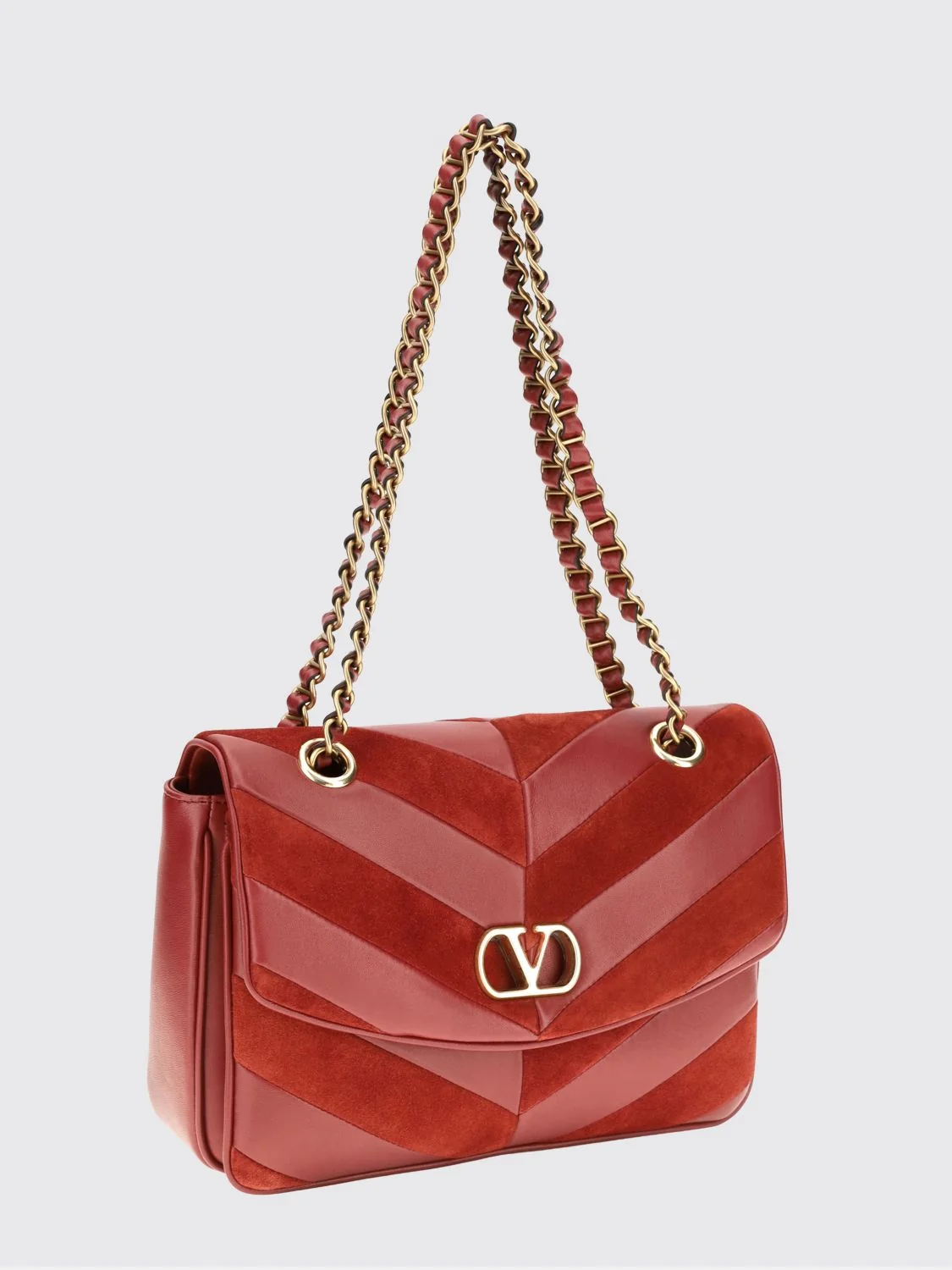 djuna chevron nappa shoulder bag with vlogo signature
