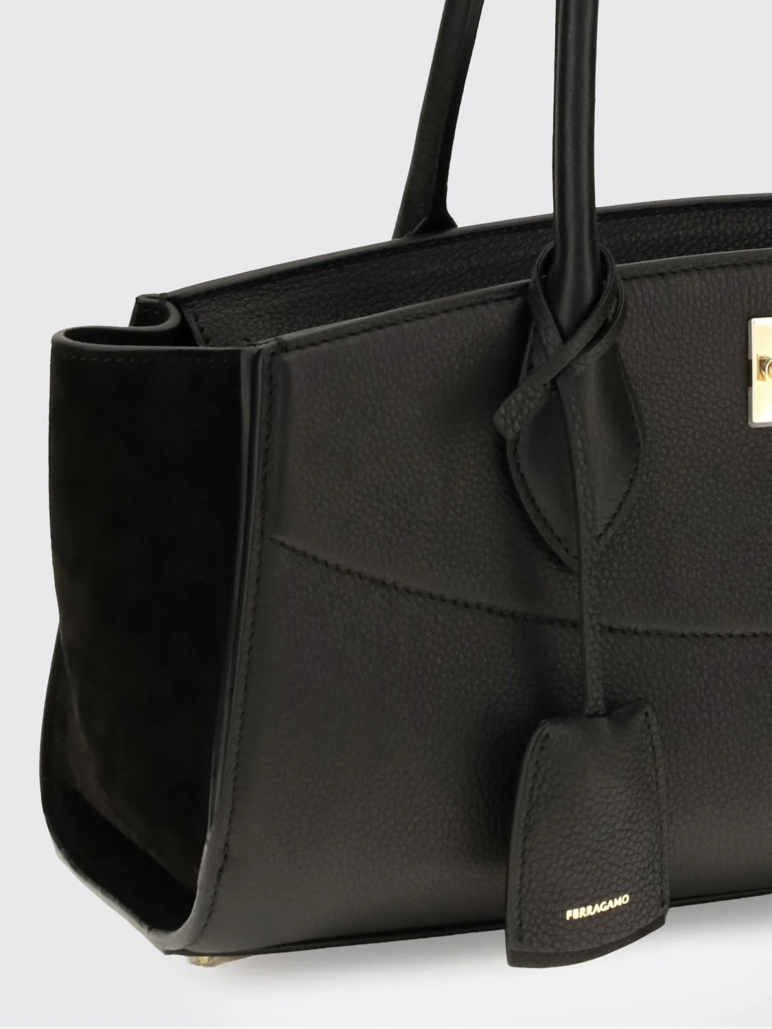 medium studio shoulder bag in hammered leather with gancini logo