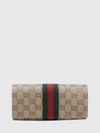 gg fabric wallet with web detail and flap closure