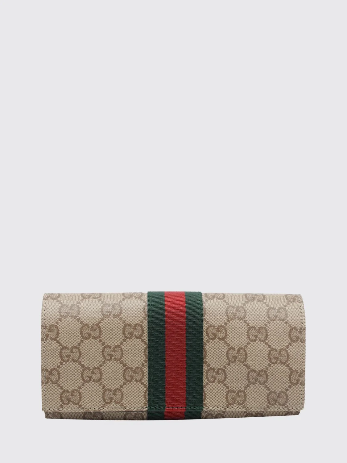 gg fabric wallet with web detail and flap closure