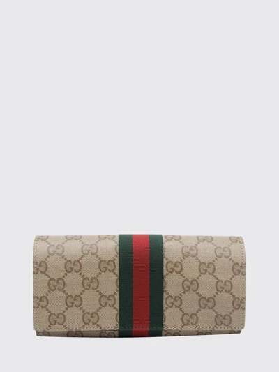 gg fabric wallet with web detail and flap closure