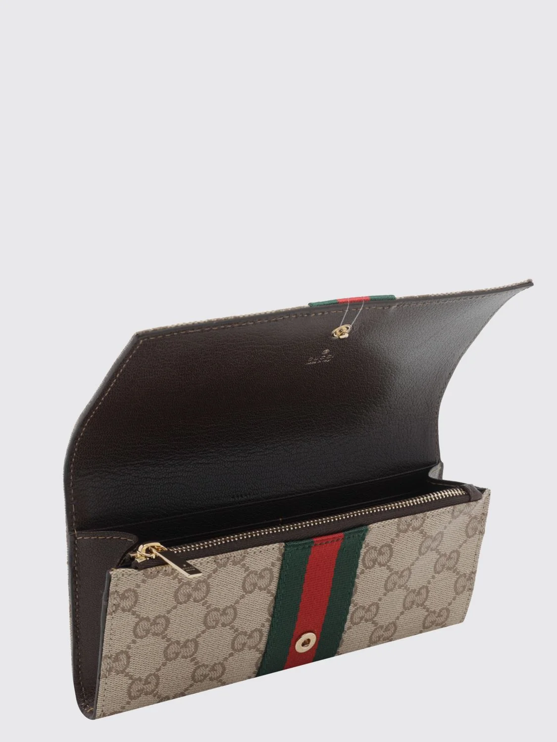 GUCCI OS gg fabric wallet with web detail and flap closure