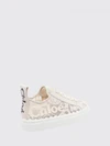 chloé lauren lace and leather platform sneakers with logo