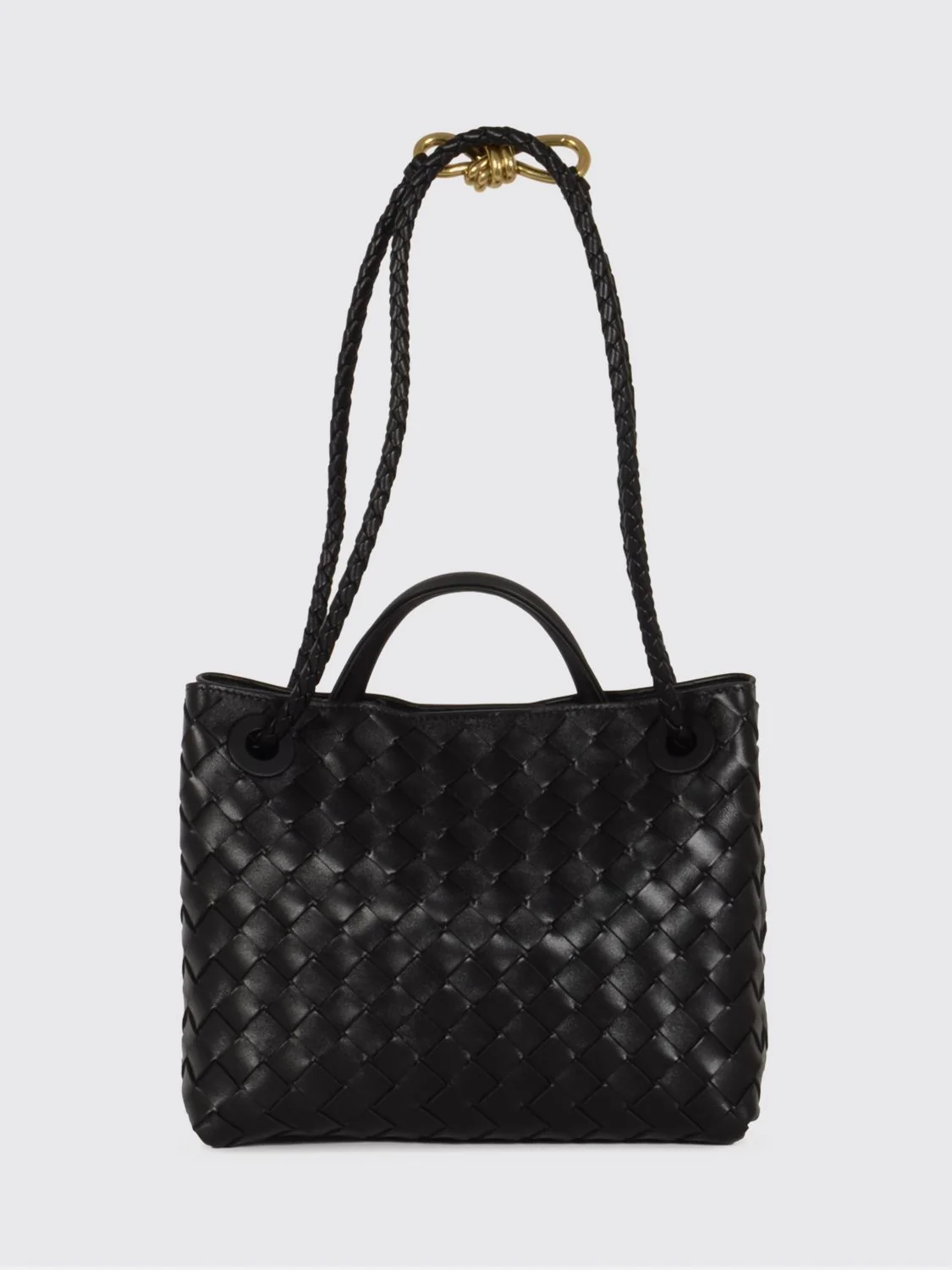 andiamo small handbag in woven leather with a shoulder strap