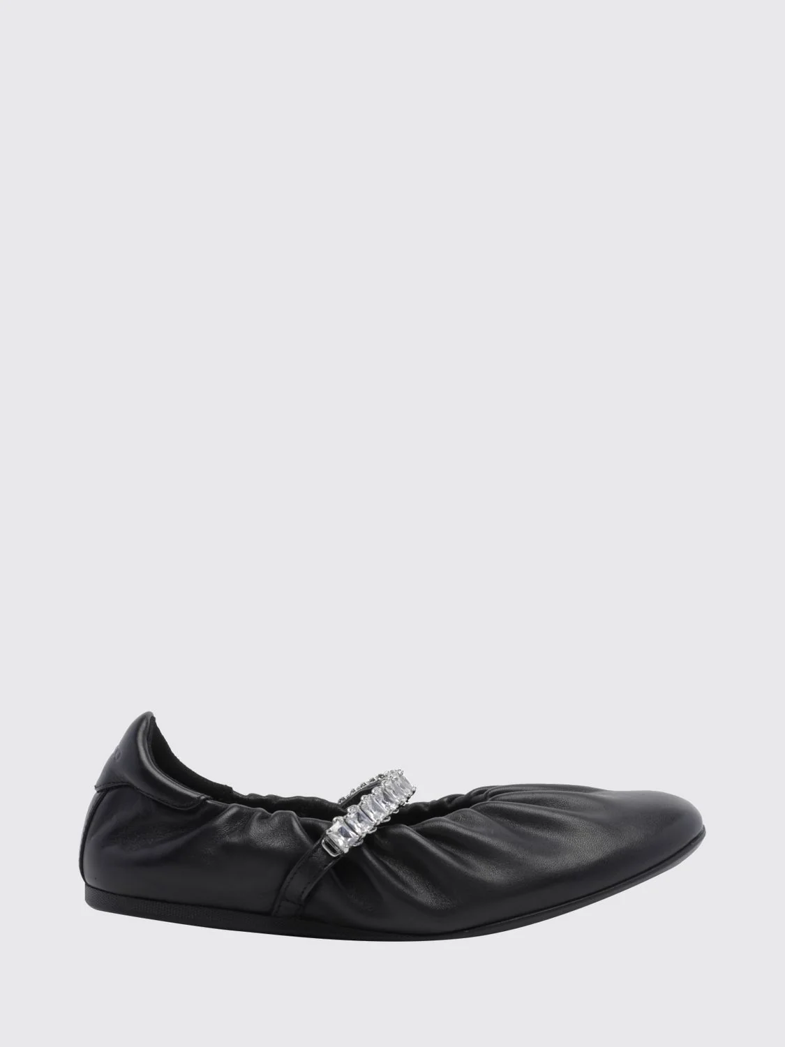 jade calfskin leather ballet pumps with crystal embellishment