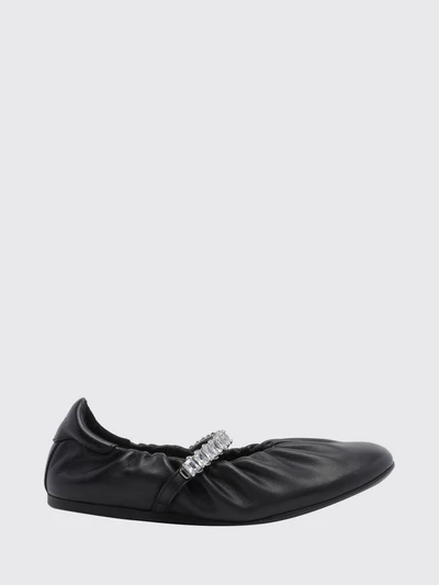 jade calfskin leather ballet pumps with crystal embellishment