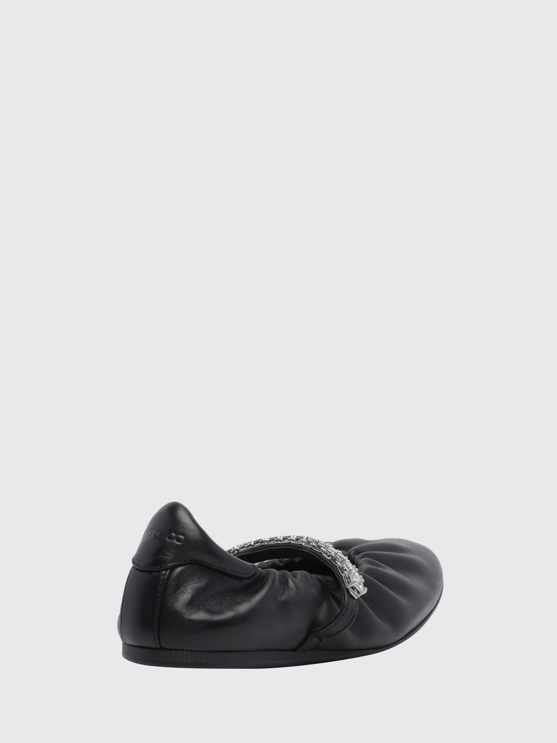 jade calfskin leather ballet pumps with crystal embellishment
