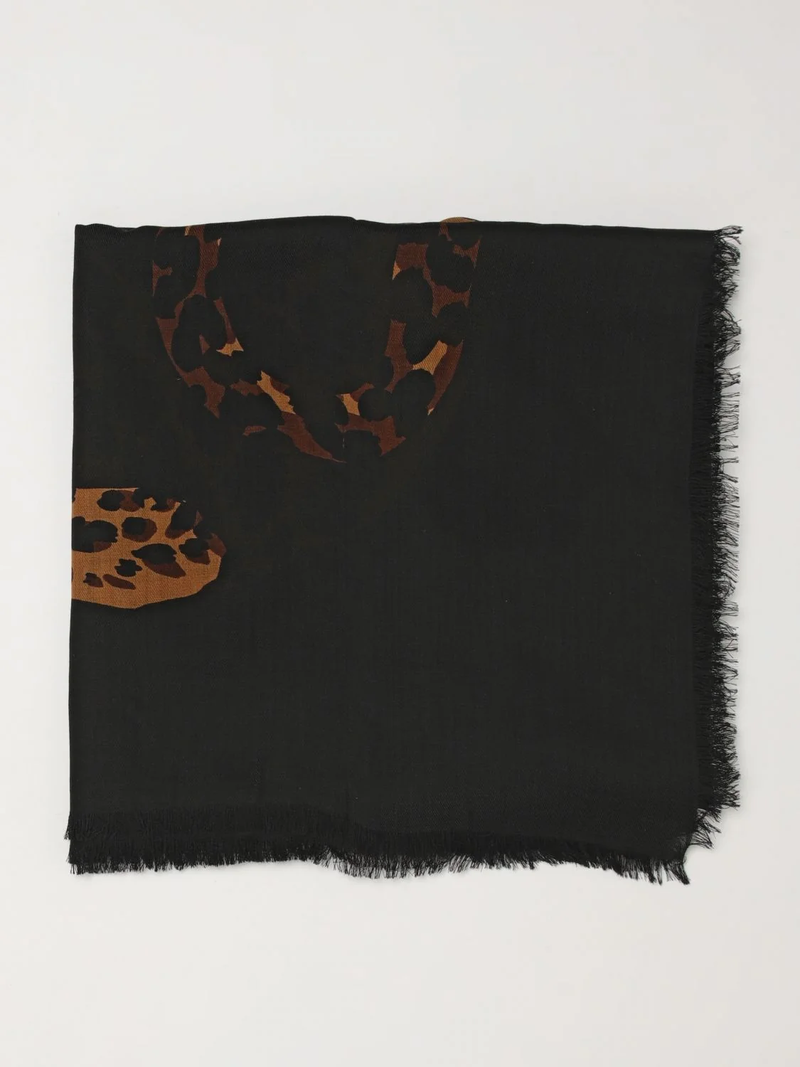 SAINT LAURENT OS animal print wool square scarf with ysl monogram