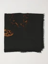 animal print wool square scarf with ysl monogram
