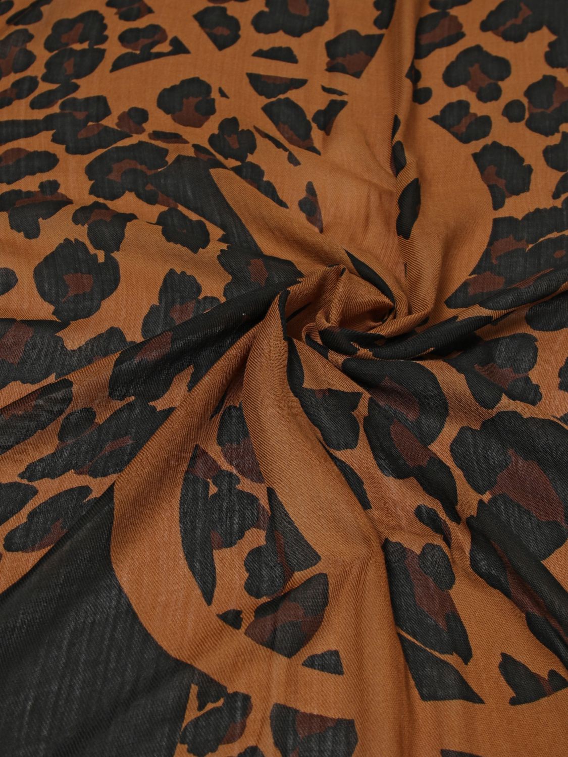 animal print wool square scarf with ysl monogram
