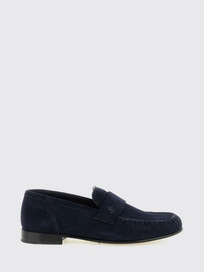 ellis suede penny loafers with metallic monogram hardware