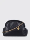 falabella faux leather hand clutch with chain strap