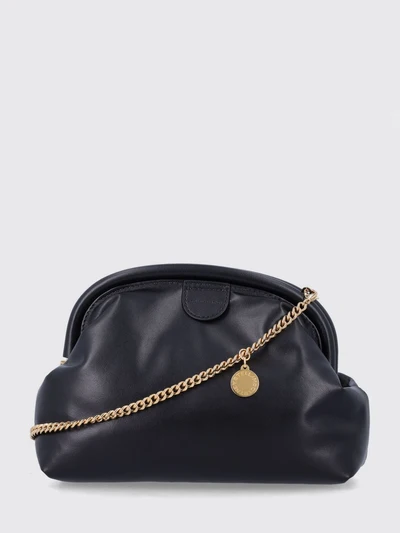 falabella faux leather hand clutch with chain strap