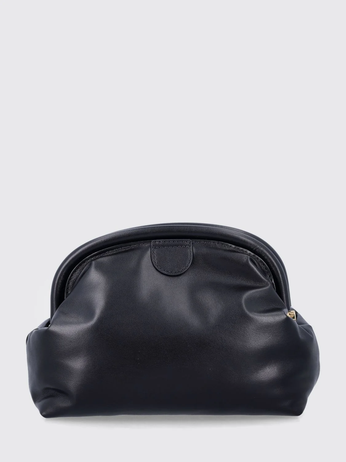 falabella faux leather hand clutch with chain strap