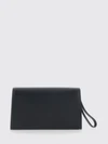gancini pouch in grained calfskin with wrist strap