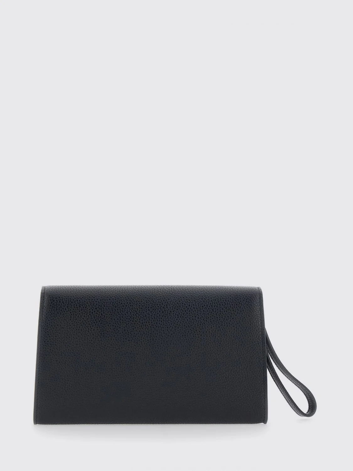 gancini pouch in grained calfskin with wrist strap