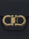 gancini pouch in grained calfskin with wrist strap