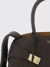 medium hug grained calf leather tote bag with shoulder strap