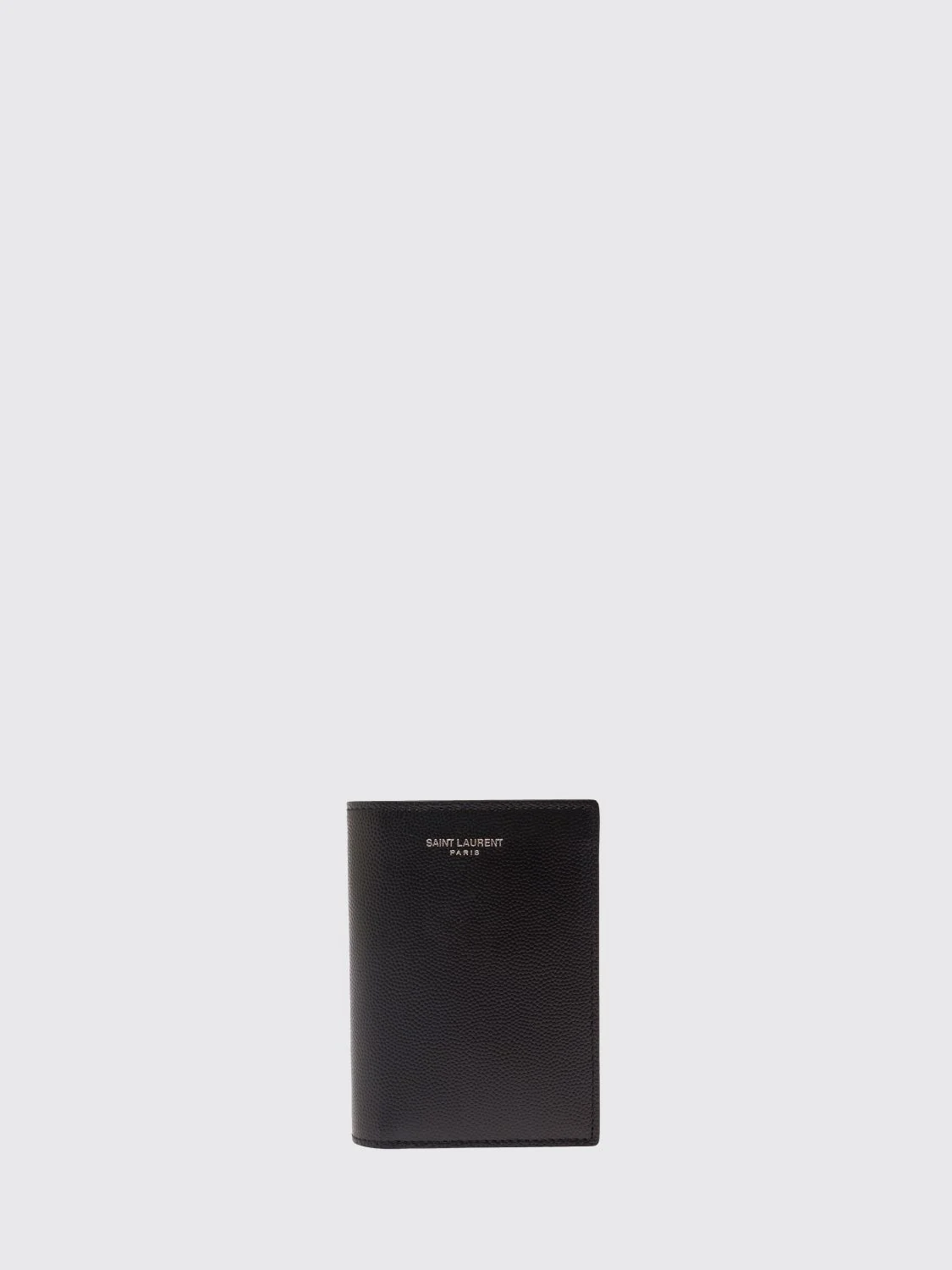 SAINT LAURENT OS bifold wallet in grain de poudre leather with laminated logo
