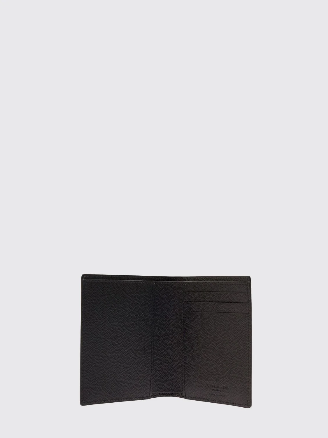 SAINT LAURENT OS bifold wallet in grain de poudre leather with laminated logo