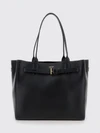 full-grain leather tote bag with double handle and monogram logo