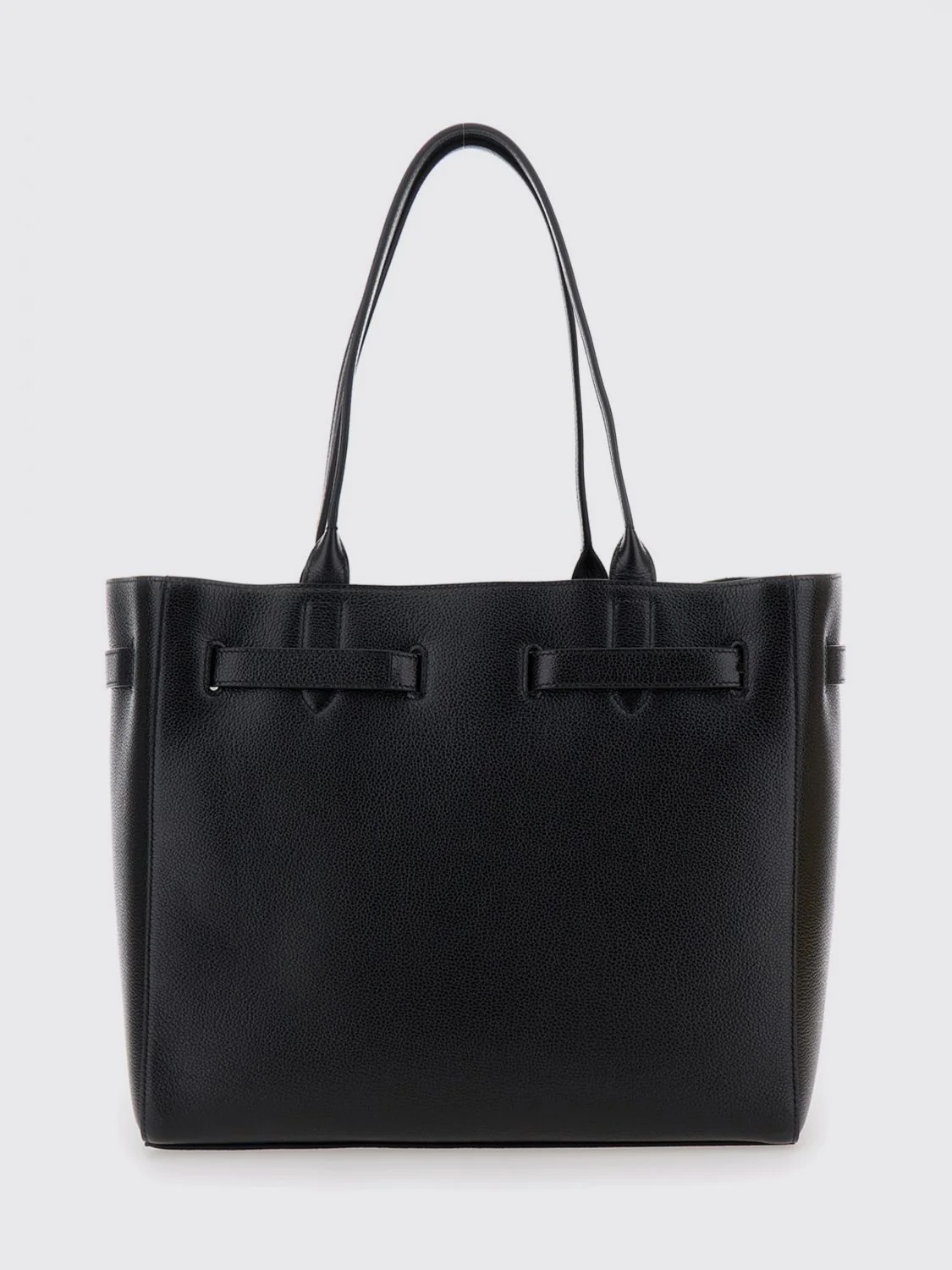 TOM FORD OS full-grain leather tote bag with double handle and monogram logo