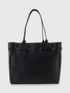 full-grain leather tote bag with double handle and monogram logo