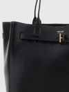 full-grain leather tote bag with double handle and monogram logo