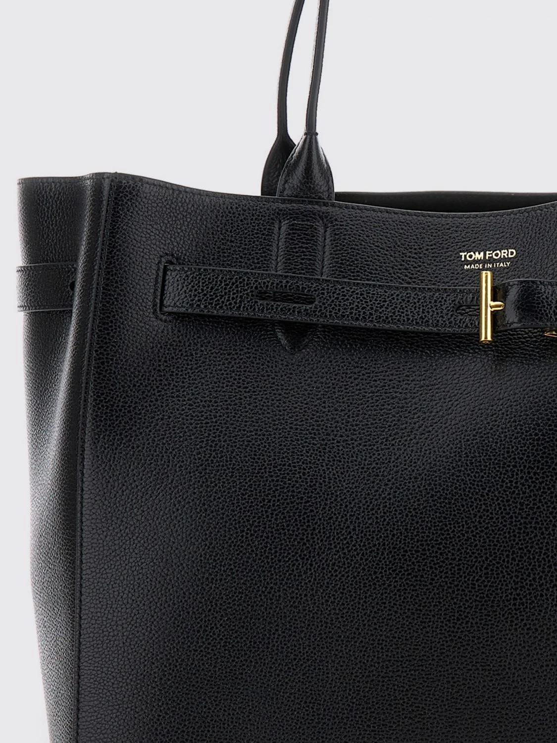 full-grain leather tote bag with double handle and monogram logo