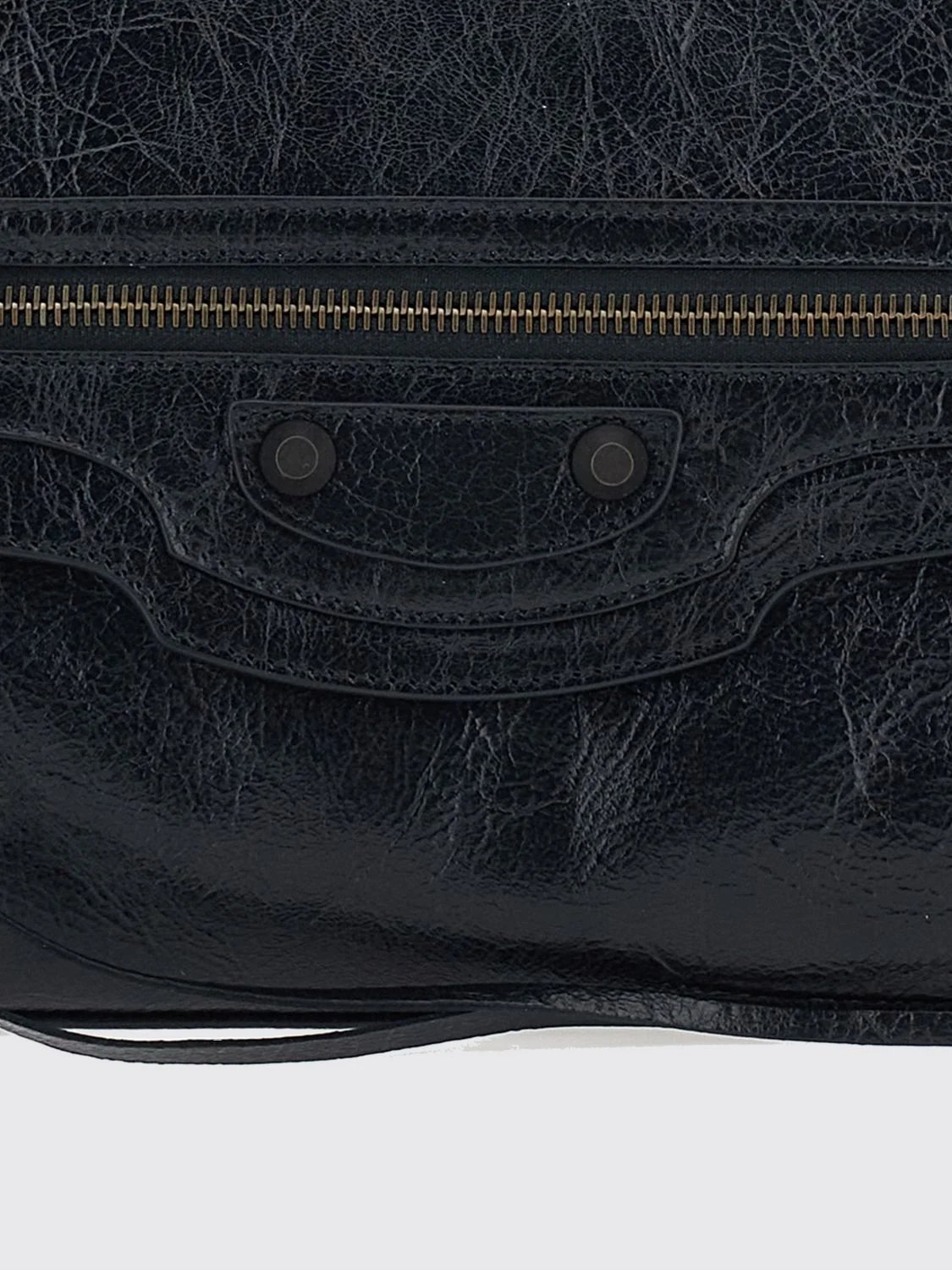 le city clutch in black arena lambskin leather with applied studs