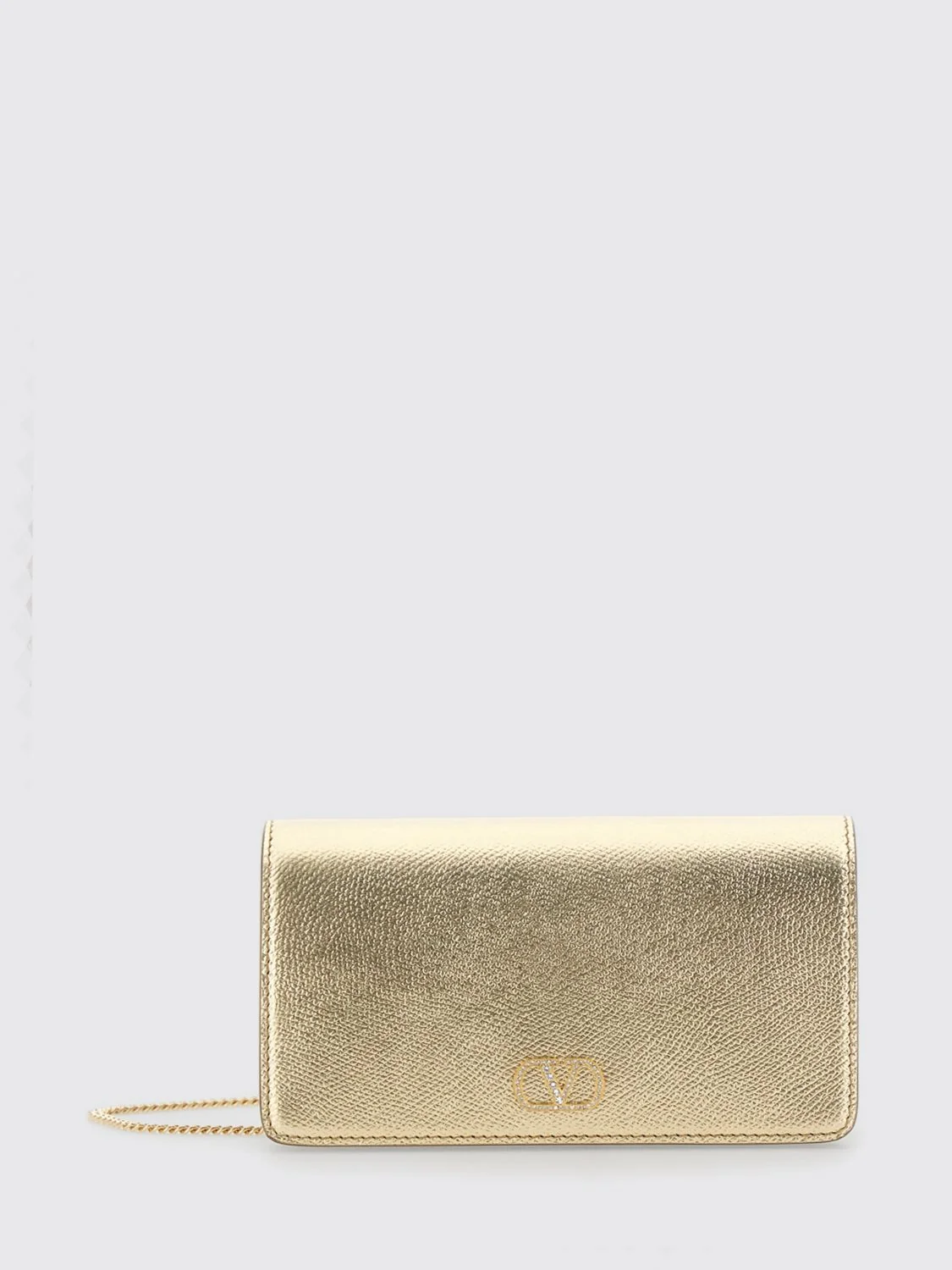 vlogo signature leather mini bag with rhinestones