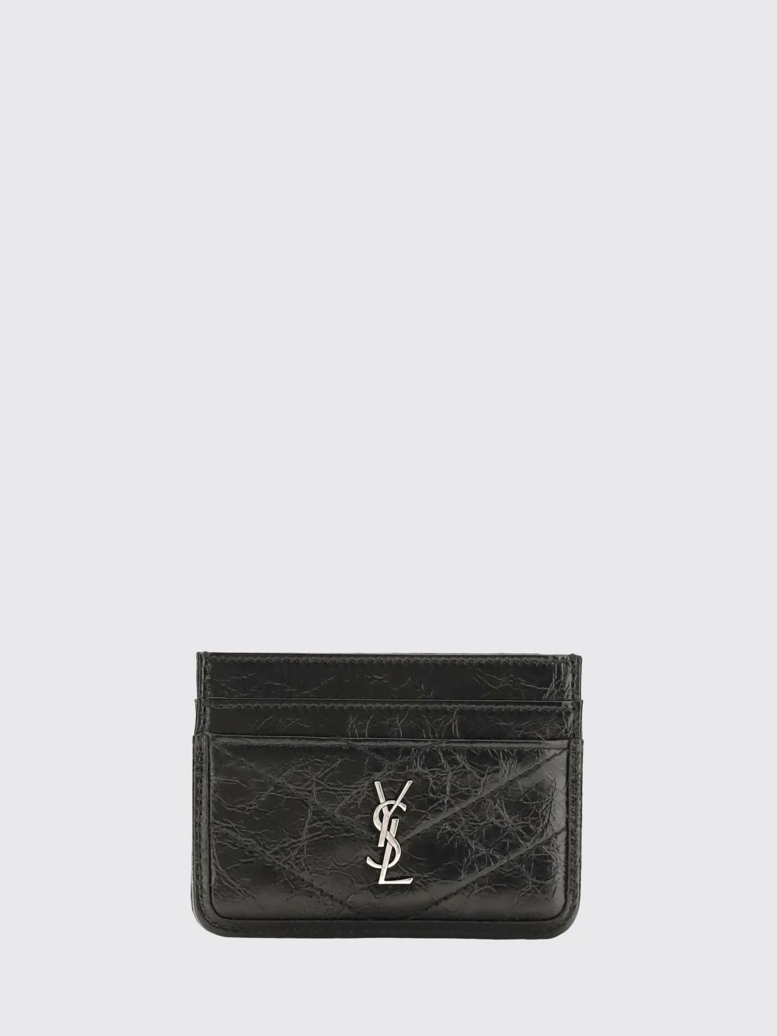 SAINT LAURENT OS niki chevron leather card holder with ysl monogram