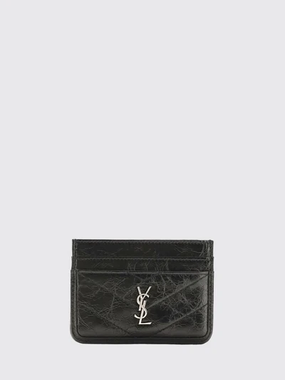 niki chevron leather card holder with ysl monogram