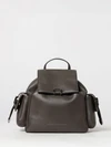 utility backpack in grained leather with snap closure