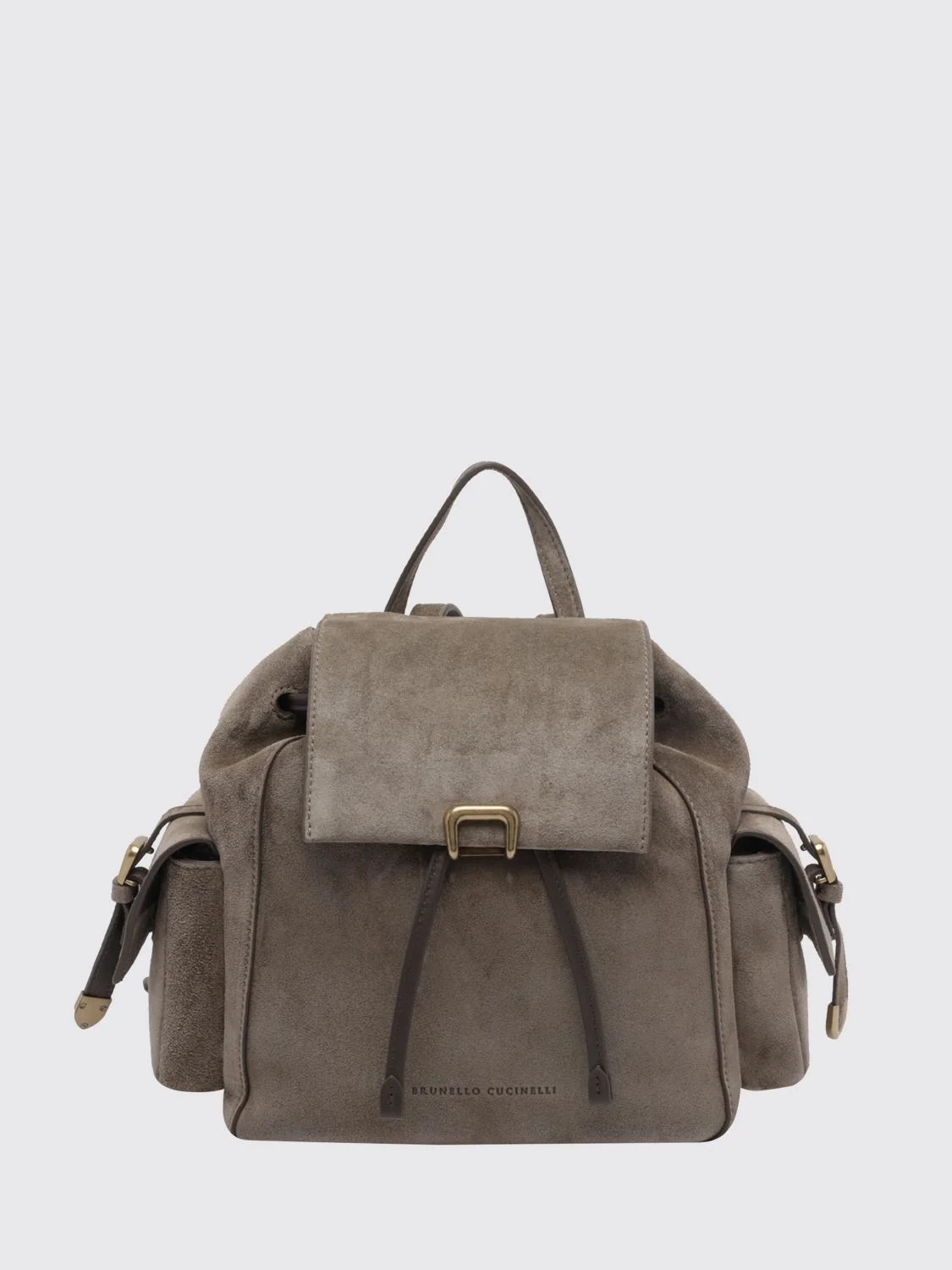 BRUNELLO CUCINELLI OS small suede backpack with drawstring closure and monili