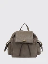 small suede backpack with drawstring closure and monili