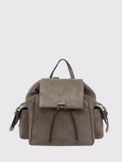 small suede backpack with drawstring closure and monili