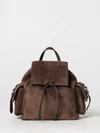 small suede backpack with drawstring closure and monili