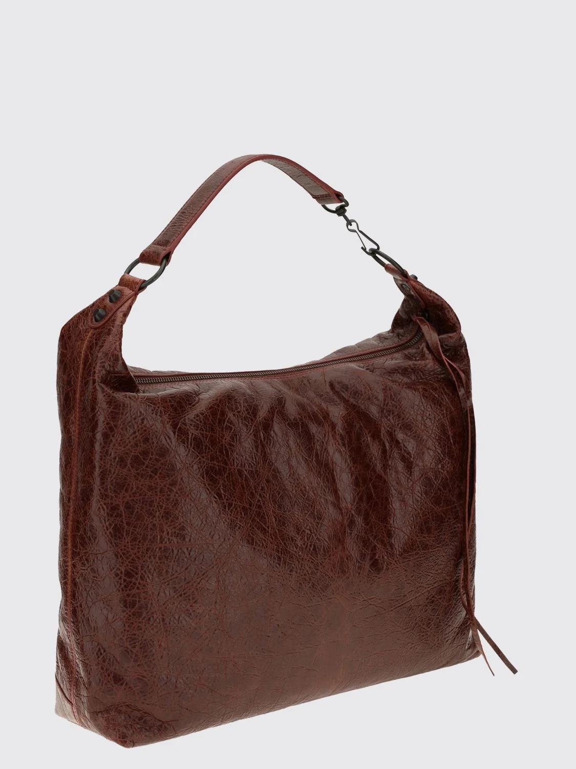 BALENCIAGA OS le city studded lambskin leather hobo shoulder bag